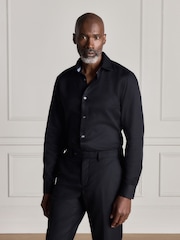 Melns - Standarta piegriezums - Signature Two-Fold Cotton Textured Smart Shirt - Attēls 4 no 15