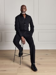 Melns - Standarta piegriezums - Signature Two-Fold Cotton Textured Smart Shirt - Attēls 5 no 15