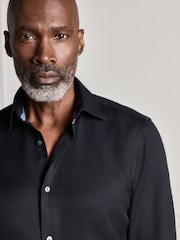 Melns - Standarta piegriezums - Signature Two-Fold Cotton Textured Smart Shirt - Attēls 8 no 15