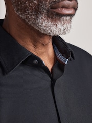 Melns - Standarta piegriezums - Signature Two-Fold Cotton Textured Smart Shirt - Attēls 9 no 15