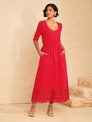 Love & Roses Red Textured 2 in 1 Midi Dress - Image 1 of 5