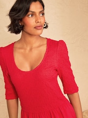 Love & Roses Red Textured 2 in 1 Midi Dress - Image 3 of 5