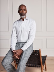 Neutral Slim Fit Signature Two-Fold Cotton Textured Smart Shirt - Image 1 of 10