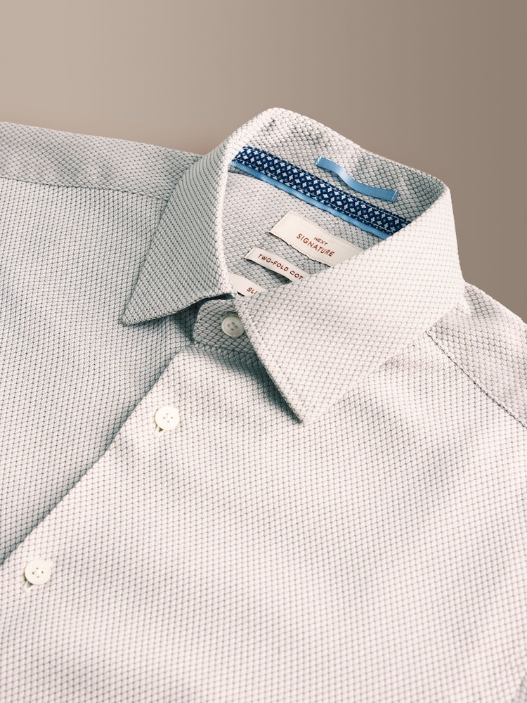 Neutral Slim Fit Signature Two-Fold Cotton Textured Smart Shirt - Image 10 of 10