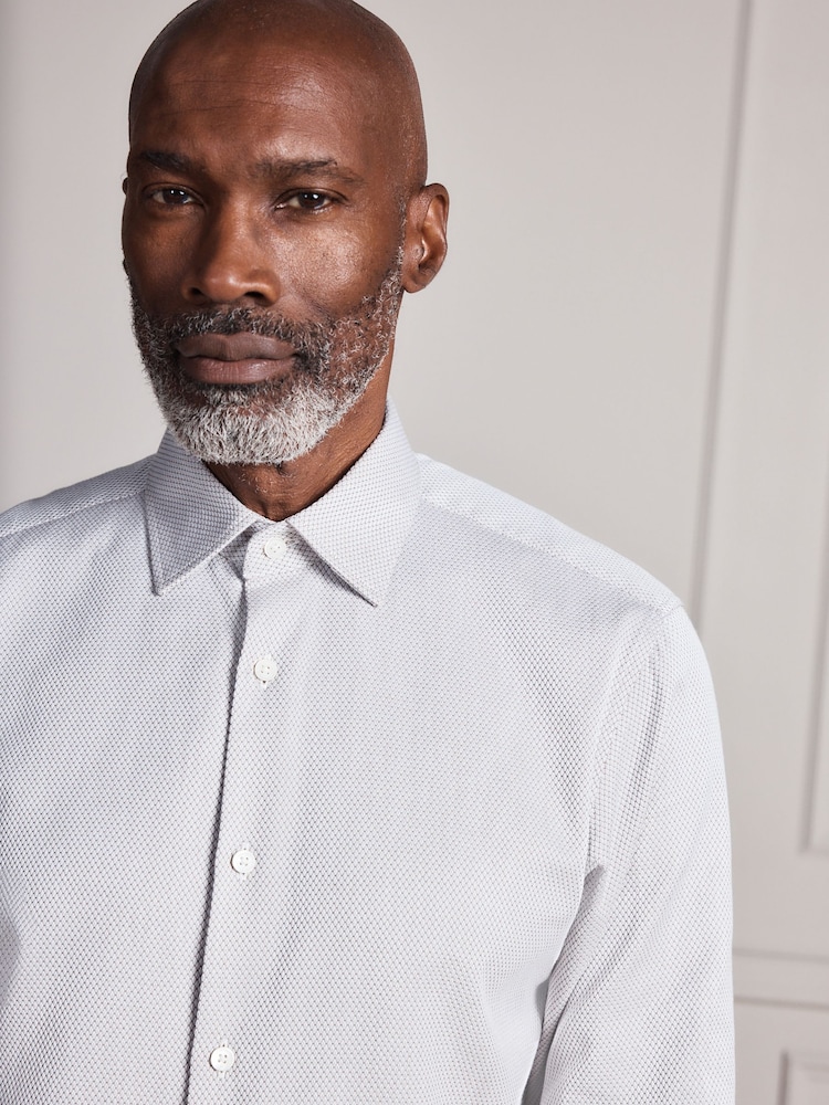 Neutral Slim Fit Signature Two-Fold Cotton Textured Smart Shirt - Image 2 of 10