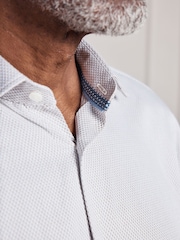 Neutral Slim Fit Signature Two-Fold Cotton Textured Smart Shirt - Image 6 of 10