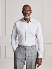 Neutral Slim Fit Signature Two-Fold Cotton Textured Smart Shirt - Image 7 of 10