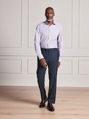 Purple Slim Fit Signature Two-Fold Cotton Textured Smart Shirt - Image 2 of 9