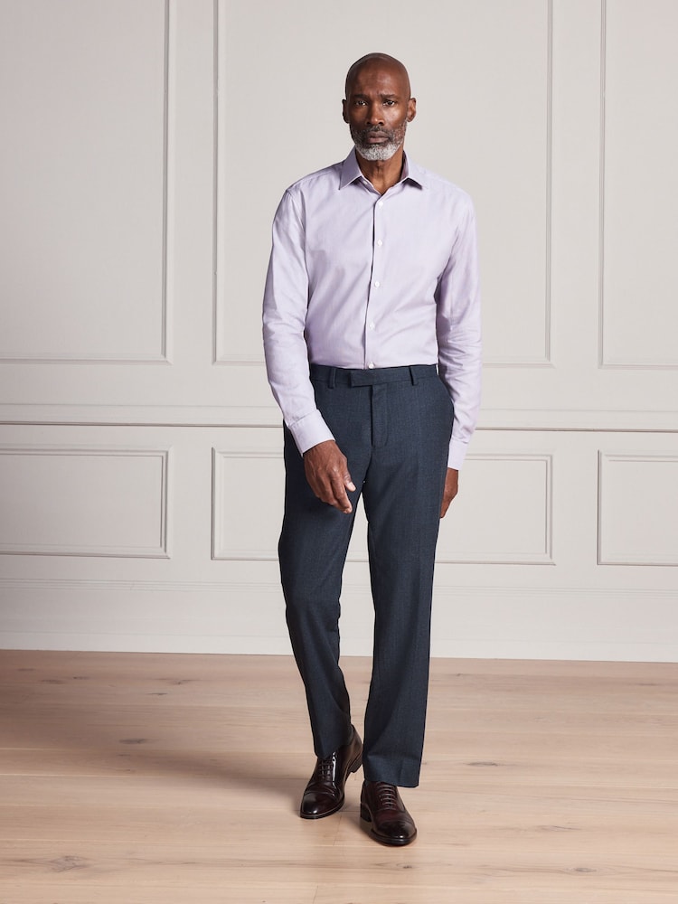 Purple Slim Fit Signature Two-Fold Cotton Textured Smart Shirt - Image 2 of 9 Purple Slim Fit Signature Two-Fold Cotton Textured Smart Shirt - Image 2 of 9