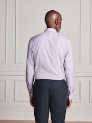 Purple Slim Fit Signature Two-Fold Cotton Textured Smart Shirt - Image 3 of 9