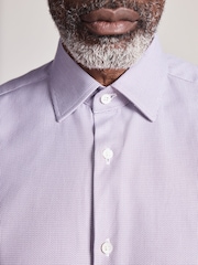 Purple Slim Fit Signature Two-Fold Cotton Textured Smart Shirt - Image 6 of 9