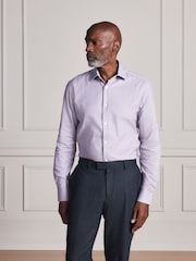 Purple Slim Fit Signature Two-Fold Cotton Textured Smart Shirt - Image 7 of 9