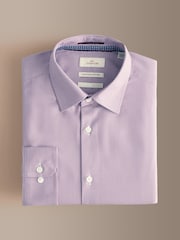 Purple Slim Fit Signature Two-Fold Cotton Textured Smart Shirt - Image 8 of 9