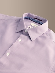 Purple Slim Fit Signature Two-Fold Cotton Textured Smart Shirt - Image 9 of 9