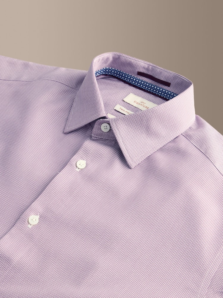 Purple Slim Fit Signature Two-Fold Cotton Textured Smart Shirt - Image 9 of 9 Purple Slim Fit Signature Two-Fold Cotton Textured Smart Shirt - Image 9 of 9