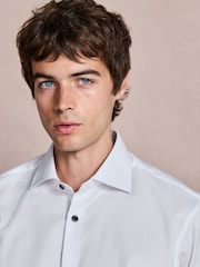 White Regular Fit Occasion Cotton Rich Textured Shirt And Black Satin Bow Tie Set - Image 5 of 10