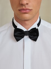 White Regular Fit Occasion Cotton Rich Twill Double Cuff Shirt and Satin Bow Tie Set - Image 4 of 9