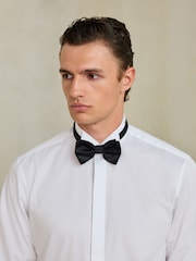 White Regular Fit Occasion Cotton Rich Twill Double Cuff Shirt and Satin Bow Tie Set - Image 5 of 9