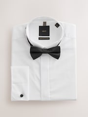 White Regular Fit Occasion Cotton Rich Twill Double Cuff Shirt and Satin Bow Tie Set - Image 7 of 9