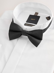 White Regular Fit Occasion Cotton Rich Twill Double Cuff Shirt and Satin Bow Tie Set - Image 8 of 9