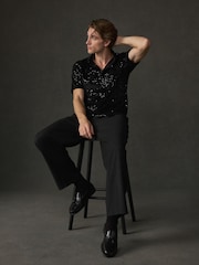 Black Sequin Jersey Short Sleeve Shirt - Image 5 of 5