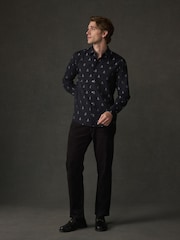 Black Regular Fit Embroidered Long Sleeve Christmas Shirt - Image 2 of 10