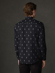 Black Regular Fit Embroidered Long Sleeve Christmas Shirt - Image 6 of 10