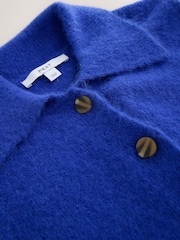 Cobalt Blue Knitted Collar Cardigan With Wool - Image 6 of 7
