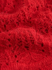 Red Pointelle Knit Tie Waist Cardigan - Image 2 of 3