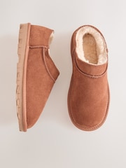 Tan Brown/ Chestnut Suede Mini Boot Slippers - Image 1 of 6