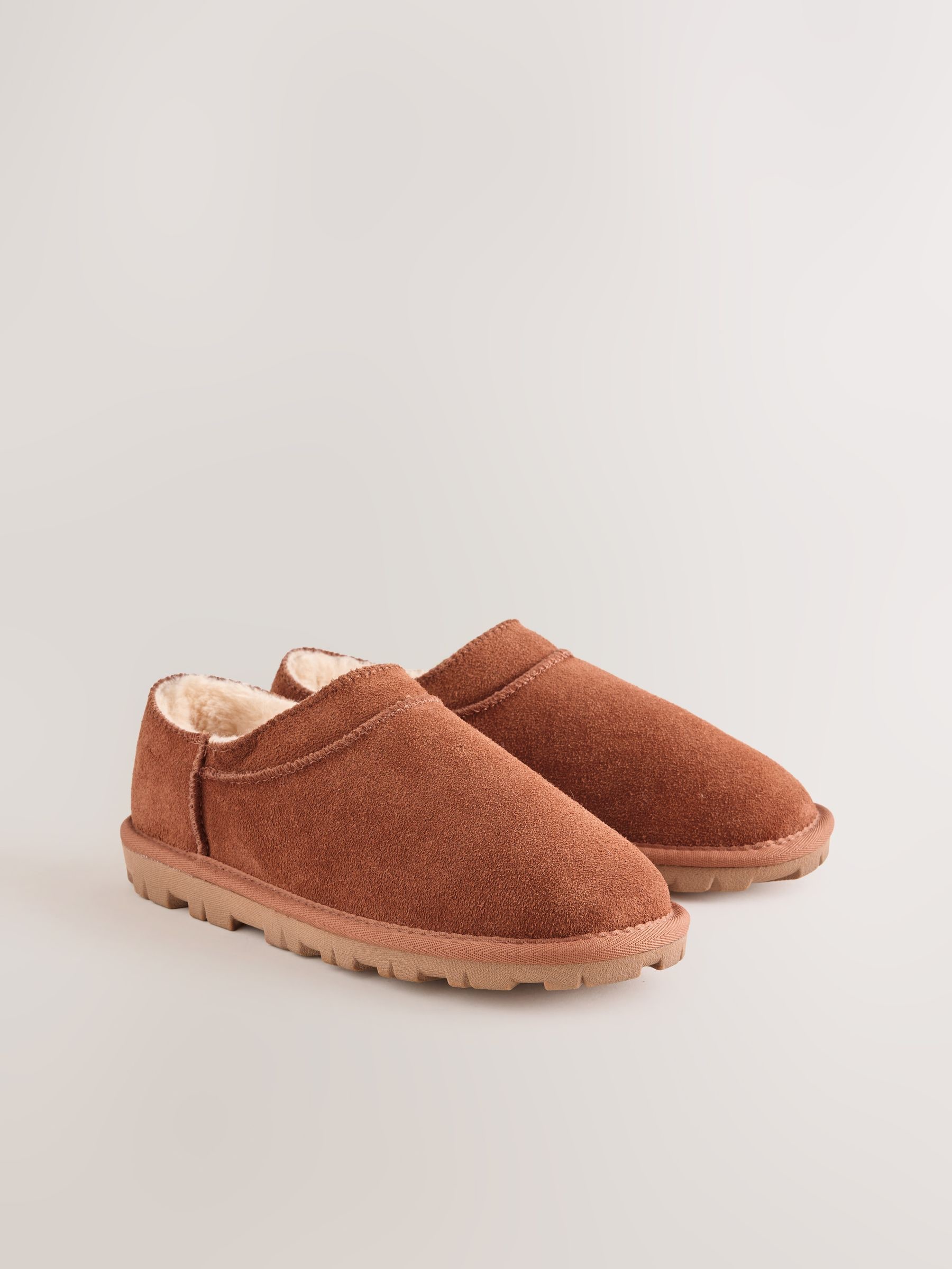 Buy Tan Brown/ Chestnut Suede Mini Boot Slippers from Next Luxembourg