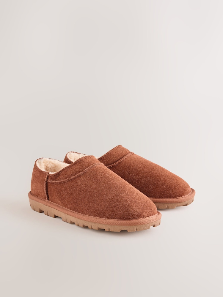 Tan Brown/ Chestnut Suede Mini Boot Slippers - Image 2 of 6