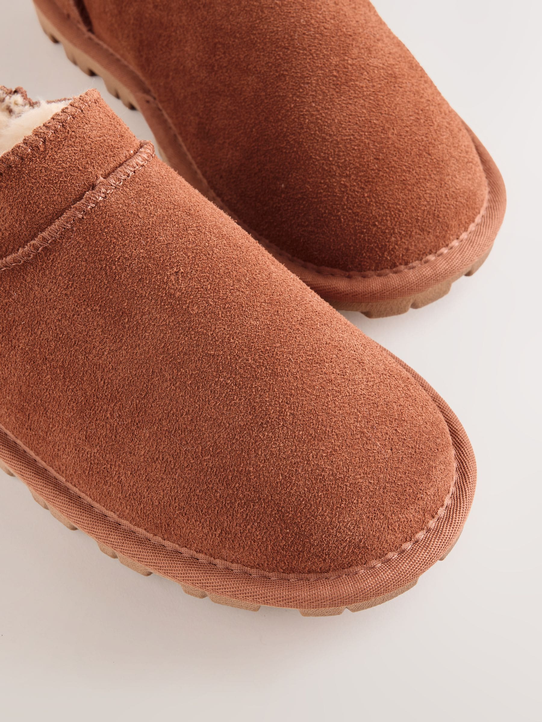 Buy Tan Brown/ Chestnut Suede Mini Boot Slippers from Next Luxembourg