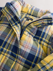 Yellow/Blue Check Short Puffer Jacket with Removable Sleeves - Image 7 of 8
