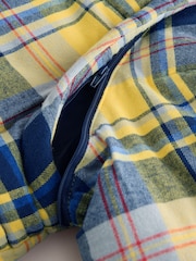 Yellow/Blue Check Short Puffer Jacket with Removable Sleeves - Image 8 of 8