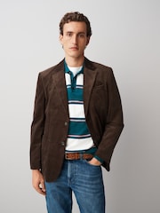 Chocolate Brown Regular Fit Corduroy Blazer - Image 1 of 5