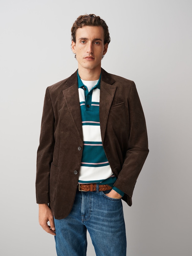 Chocolate Brown Regular Fit Corduroy Blazer - Image 1 of 5