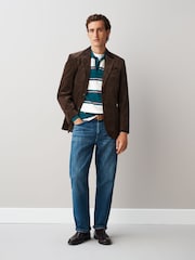 Chocolate Brown Regular Fit Corduroy Blazer - Image 2 of 5