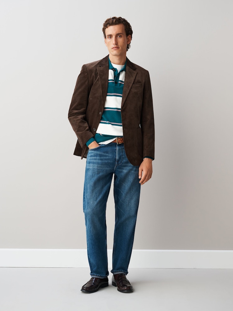 Chocolate Brown Regular Fit Corduroy Blazer - Image 2 of 5