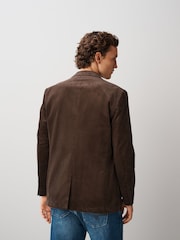 Chocolate Brown Regular Fit Corduroy Blazer - Image 3 of 5