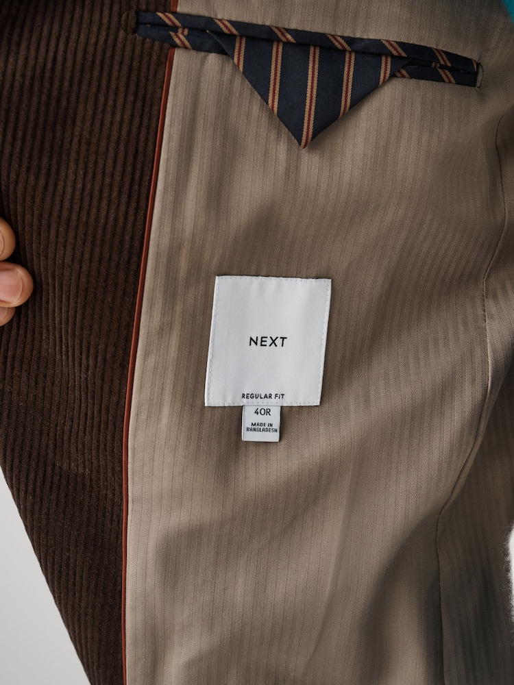 Chocolate Brown Regular Fit Corduroy Blazer - Image 5 of 5