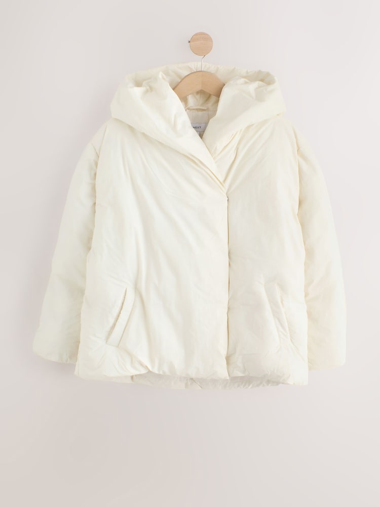 White Shower-Resistant Short Duvet Padded Puffer Jacket - Image 1 of 4 White Shower-Resistant Short Duvet Padded Puffer Jacket - Image 1 of 4