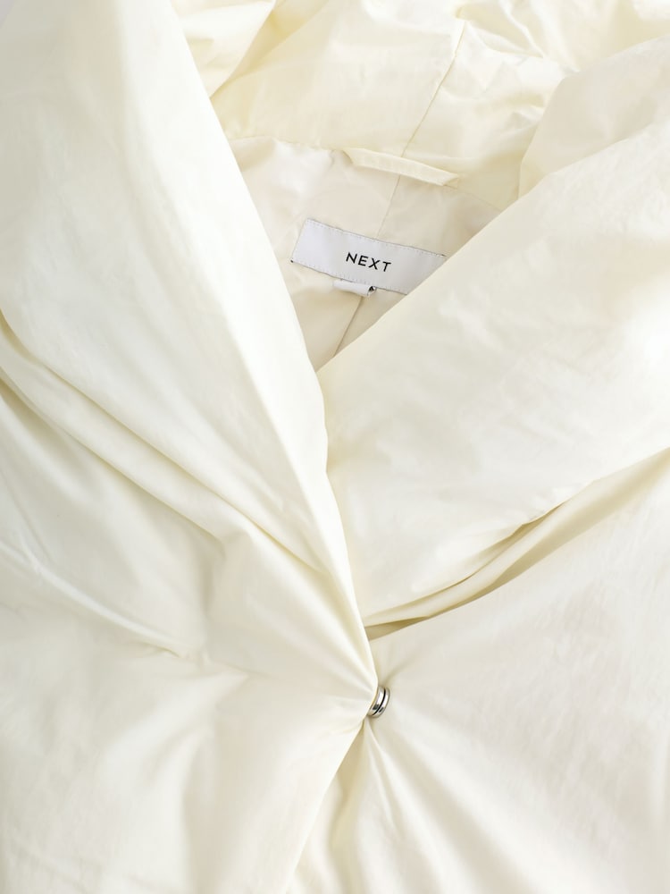 White Shower-Resistant Short Duvet Padded Puffer Jacket - Image 2 of 4 White Shower-Resistant Short Duvet Padded Puffer Jacket - Image 2 of 4