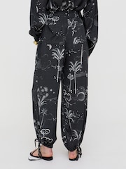 Raffya Black Palm High Waist Trousers - Image 2 of 4