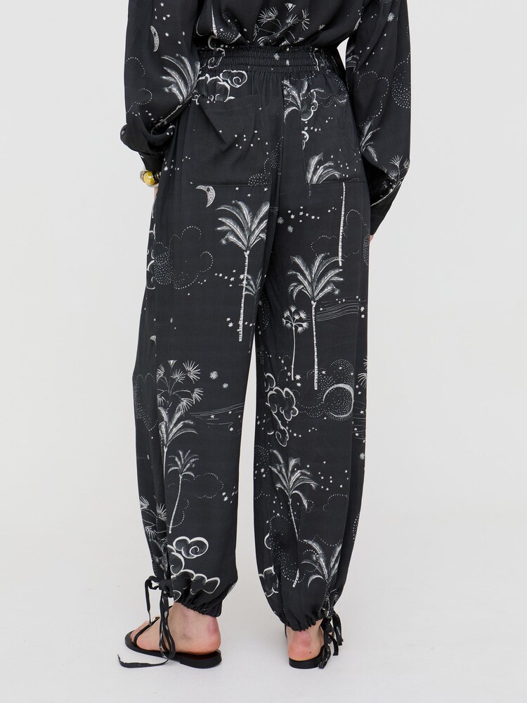 Raffya Black Palm High Waist Trousers - Image 2 of 4