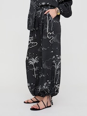 Raffya Black Palm High Waist Trousers - Image 3 of 4