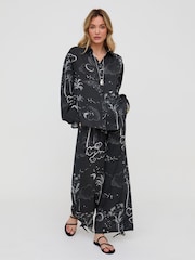 Raffya Black Palm High Waist Trousers - Image 4 of 4