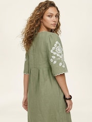 Raffya Green Arabella V-Neck Embroidered Mini Dress - Image 2 of 4