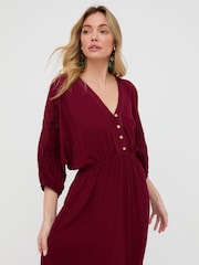 Raffya Purple Somerton Kaftan Style Embroidered Maxi Dress - Image 5 of 5