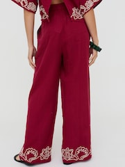 Raffya Purple Milly Wide Leg Embroidered Trousers - Image 2 of 3